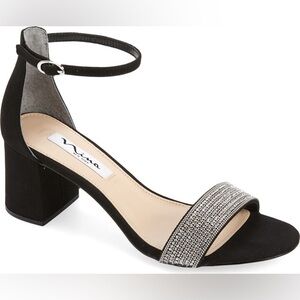 Black Open Toe Block Heel Pumps - Nina New York